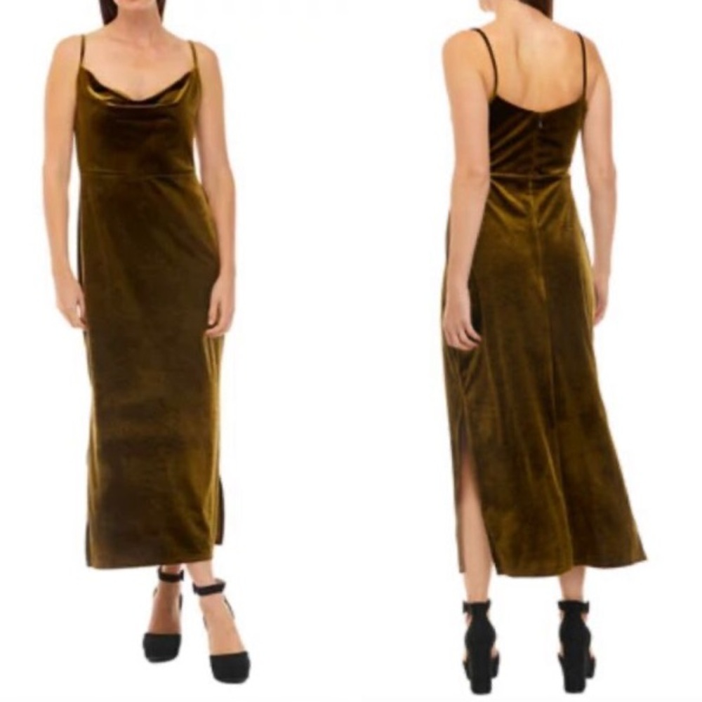 Taylor Women's Sleeveless Cami Cowl Neck Solid Velvet Dress